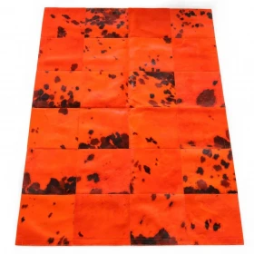 Maison Thuret - Tapis patchwork en peaux de vache orange